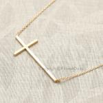 Sideways Cross Necklace in gold