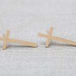 Sideways Cross Earrings in gold