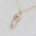 Tiny Gold Safety Pin Necklace