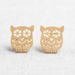 Tiny Owl earrings in gold
