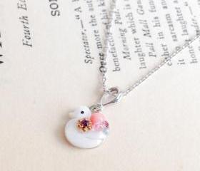 Cute duck Silver plated chain Necklace