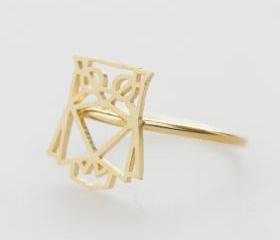 GOLD Owl adjustable ring