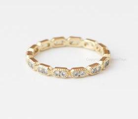 GOLD delicate Cubic zirconia crystal rings in silver,stacking rings,CZ Wedding Ring,everyday jewelry, gift ring