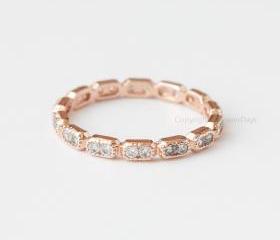 ROSE GOLD delicate Cubic zirconia crystal rings in silver,stacking rings,CZ Wedding Ring,everyday jewelry, gift ring
