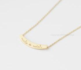 Make a Wish bar necklace in gold