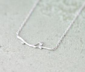 Branch with Crystal necklace in silver