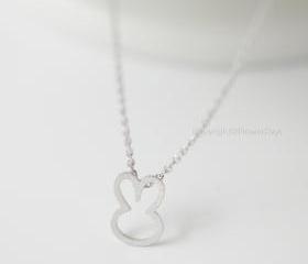 Cute Bunny Necklace in silver,Bunny Rabbit