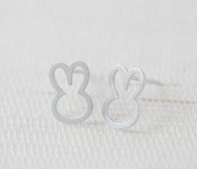 Cute Bunny Earrings in silver,Rabbit earring