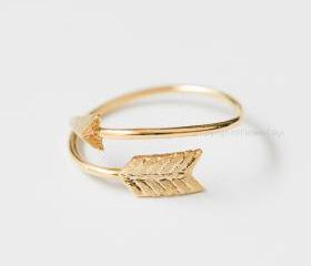 Arrow rings,adjustable ring in gold
