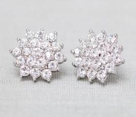 Sparkle Rhinestone post earrings in silver