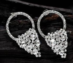 MARY-Swarovski Crystal drop Earrings,bridal,clear color,wedding