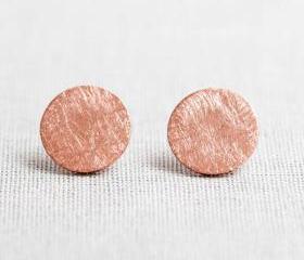 Brushed Circle stud Earrings in pink