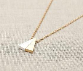 Double Triangle gold chain necklace 