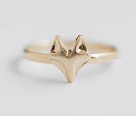 Cute fox adjustable ring in gold