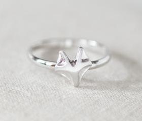Cute fox adjustable ring in silver