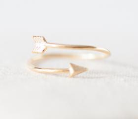 Tiny arrow adjustable ring in gold ,adjustable ring,everyday jewelry, gift ring