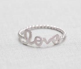 US 7.5 Size-LOVE word ring in Silver